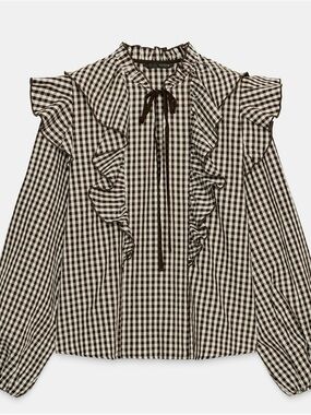 Zara Gingham tie blouse